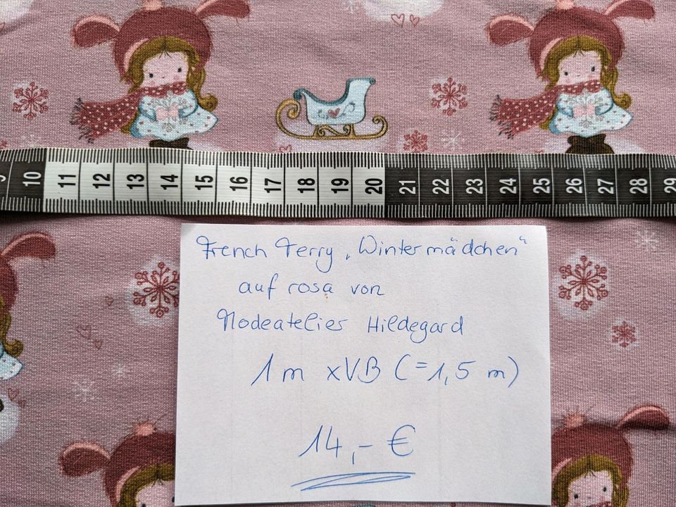 French Terry Sommersweat Stoff Wintermädchen rosa altrosa Winter in Ohmden