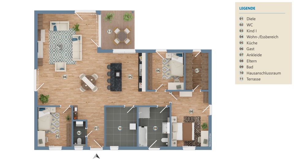 Moderner Bungalow mit Energie-Neubaustandards und exklusiver Ausstattung in Tespe