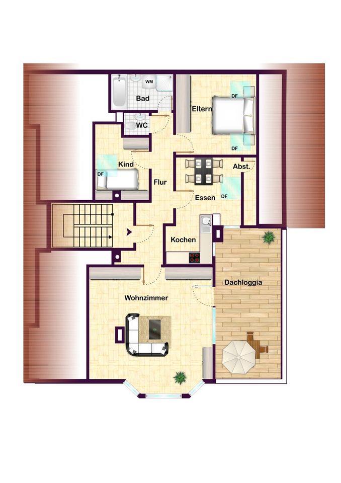 3,5-Zimmer Wohnung mit großer Dachterrasse in Crailsheim/Roter Buck zum Verkauf in Crailsheim