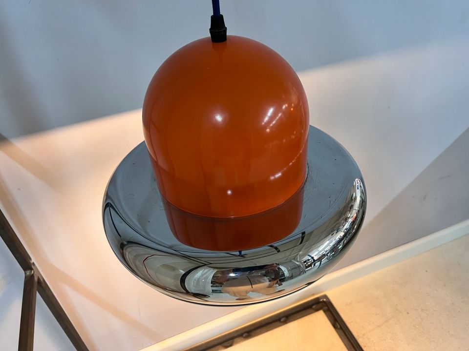 70er Vintage Hängelampe Space Age Ära Design orange Chrom Esstischlampe Deckenlampe Atomic Sputnik in Berlin