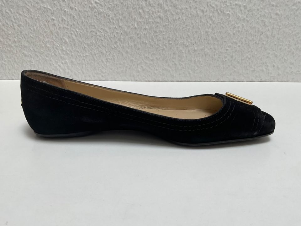 Original Jimmy Choo Ballerinas Gr. 37 Schwarz mit Gold Wildleder in Siegburg