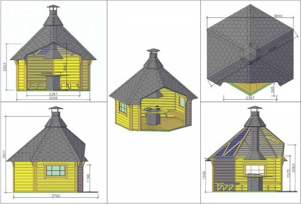 Agande Grillkota Pavillon Gartenhaus Grillhütte Kota Holz, 383819 in Versmold