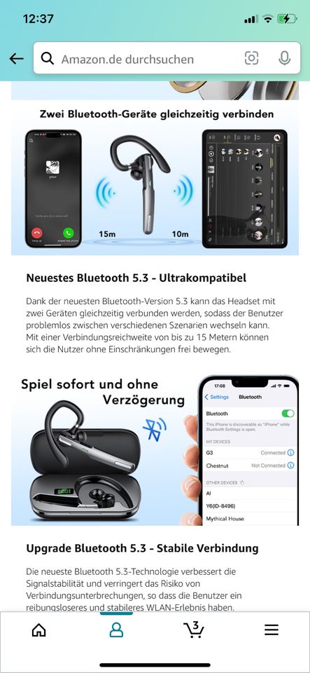 Bluetooth Kopfhörer V5.3 mit Dual Mic Geräuschunterdrückung, in Northeim