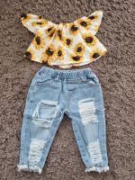 Set Hose/Jeans mit Blumenoberteil / Sommer-Shirt / Mä / Gr. 62 Dresden - Briesnitz Vorschau