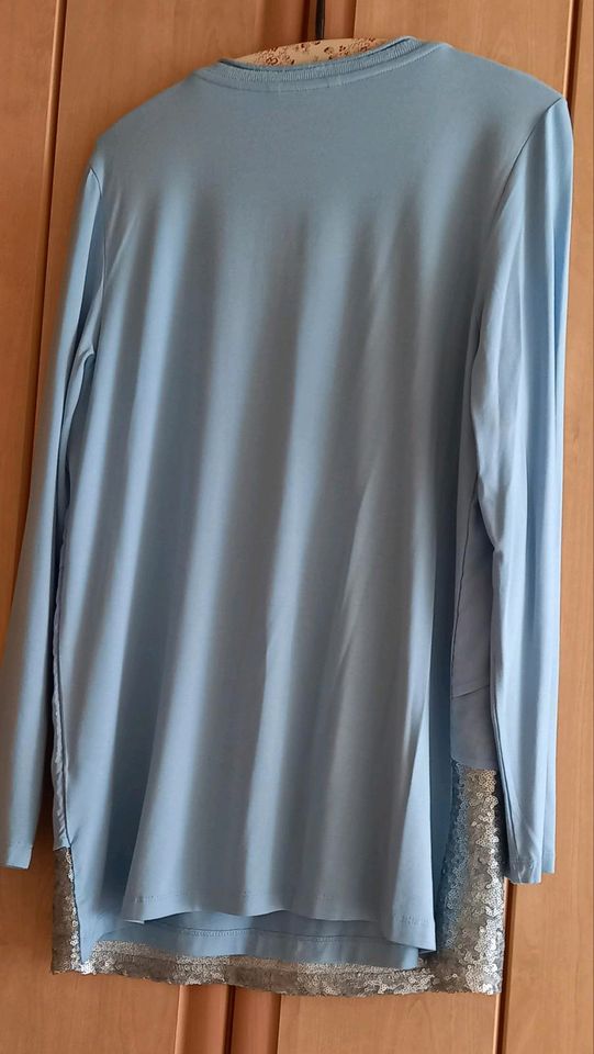 Festliche hellblaue Bluse mit Paietten im Lagenlook Gr. 40 in Salzwedel