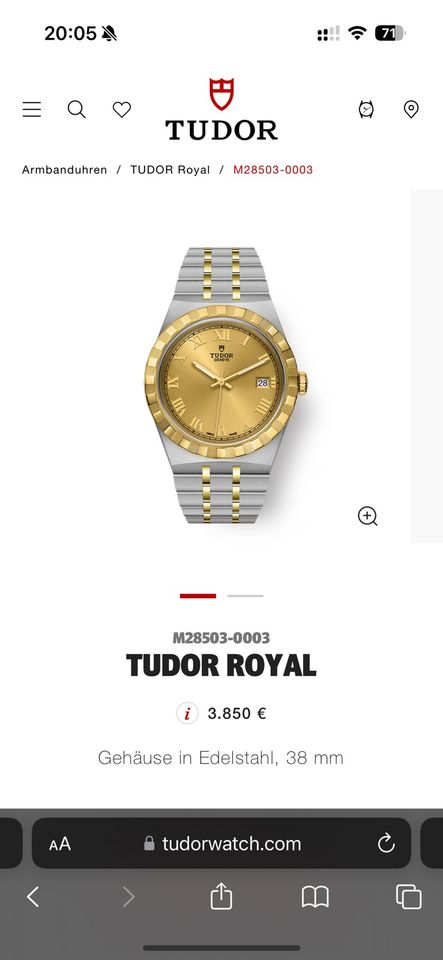 Tudor Royal Champagner - 38mm Stahl Gold 01/22 in Hamburg