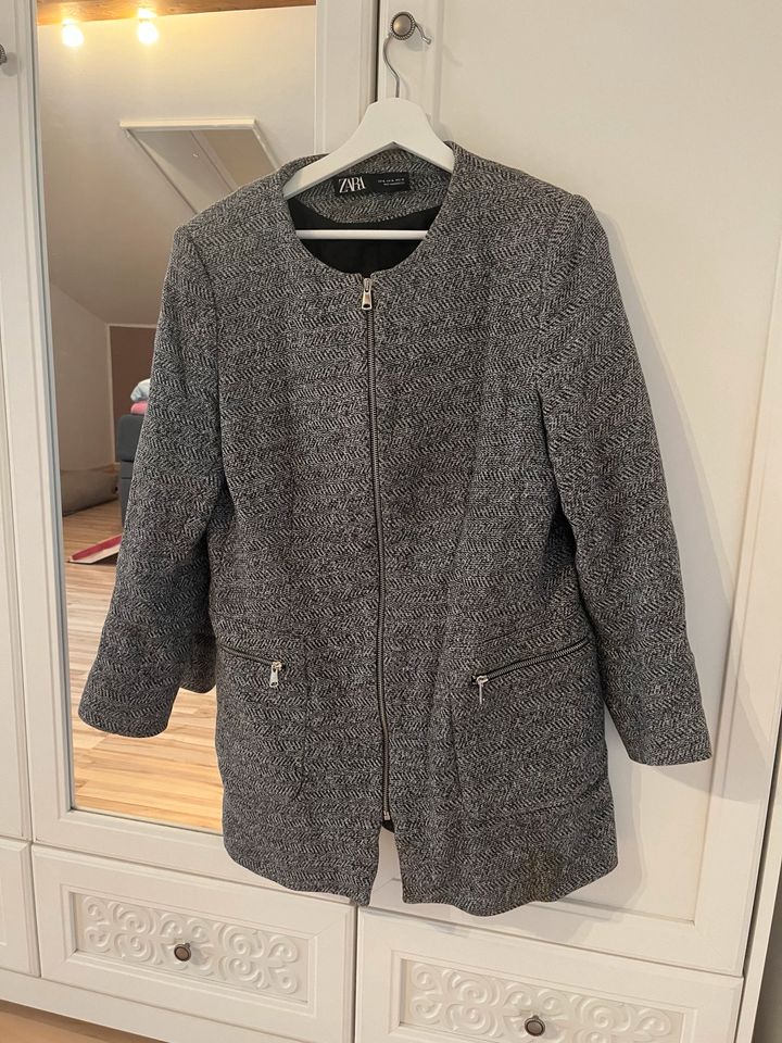 Mantel grau 42 (XL) von Zara | Kurzmantel Damen | Wollmantel in Großkarolinenfeld