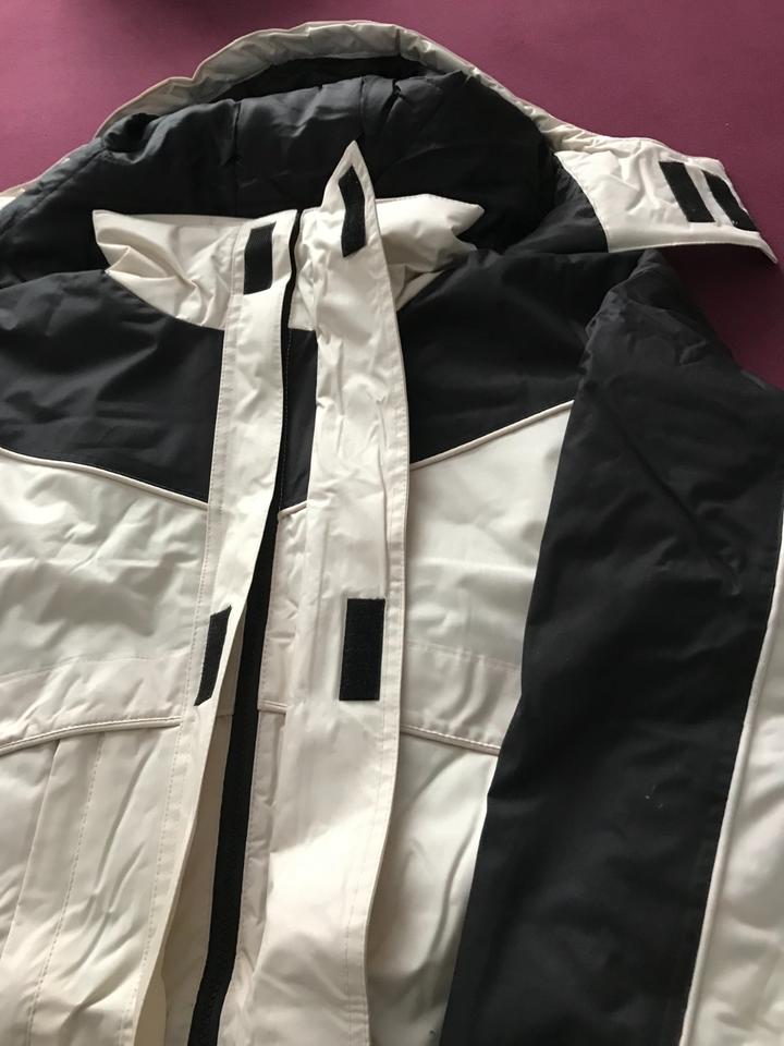 Herren Parka Longjacke Kapuze wasserdicht weiß schwarz XL NEU in Nordhalben