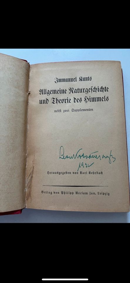 Immanuel Kant Allgemeine Naturgeschichte und Theorie des Himmels in Frankfurt am Main