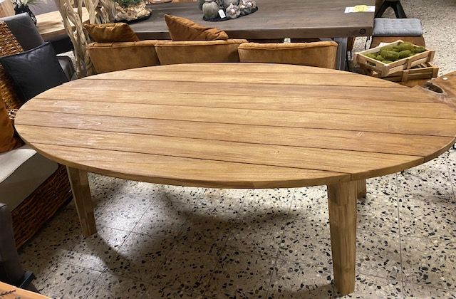 Esstisch Gartentisch oval 220 x 110 cm Teakholz natur, massiv in Ronneburg