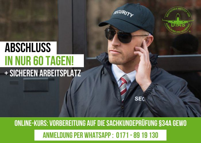 ❗ Online-Kurs: Sachkunde §34a GewO + JOBGARANTIE ❗ in Dessau-Roßlau