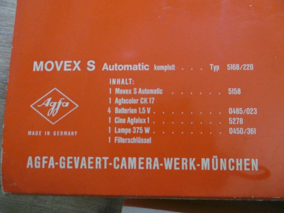 AGFA MOVEX S AUTOMATIC  SUPER 8 Zubehör in Elbtal