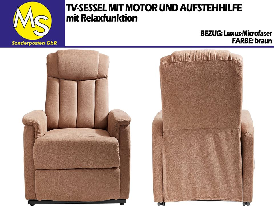 Sofa Couch Wohnlandschaft TV-Sessel Luxus-Microfaser braun in Mettingen