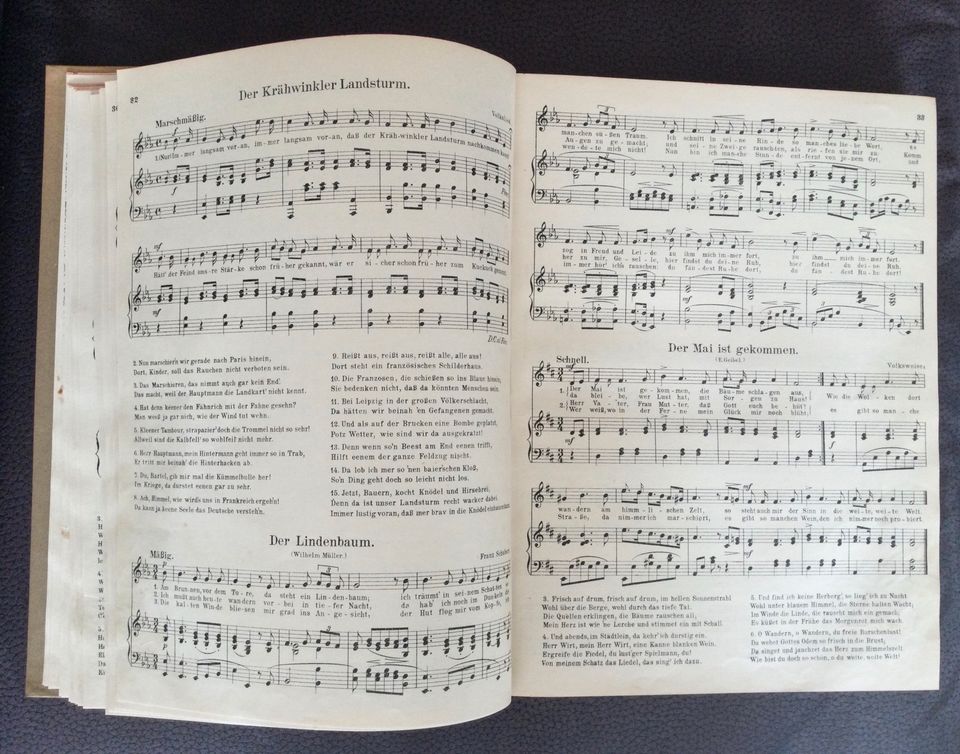 Klaviernoten und Texte, Volkslieder 1924 in Flensburg
