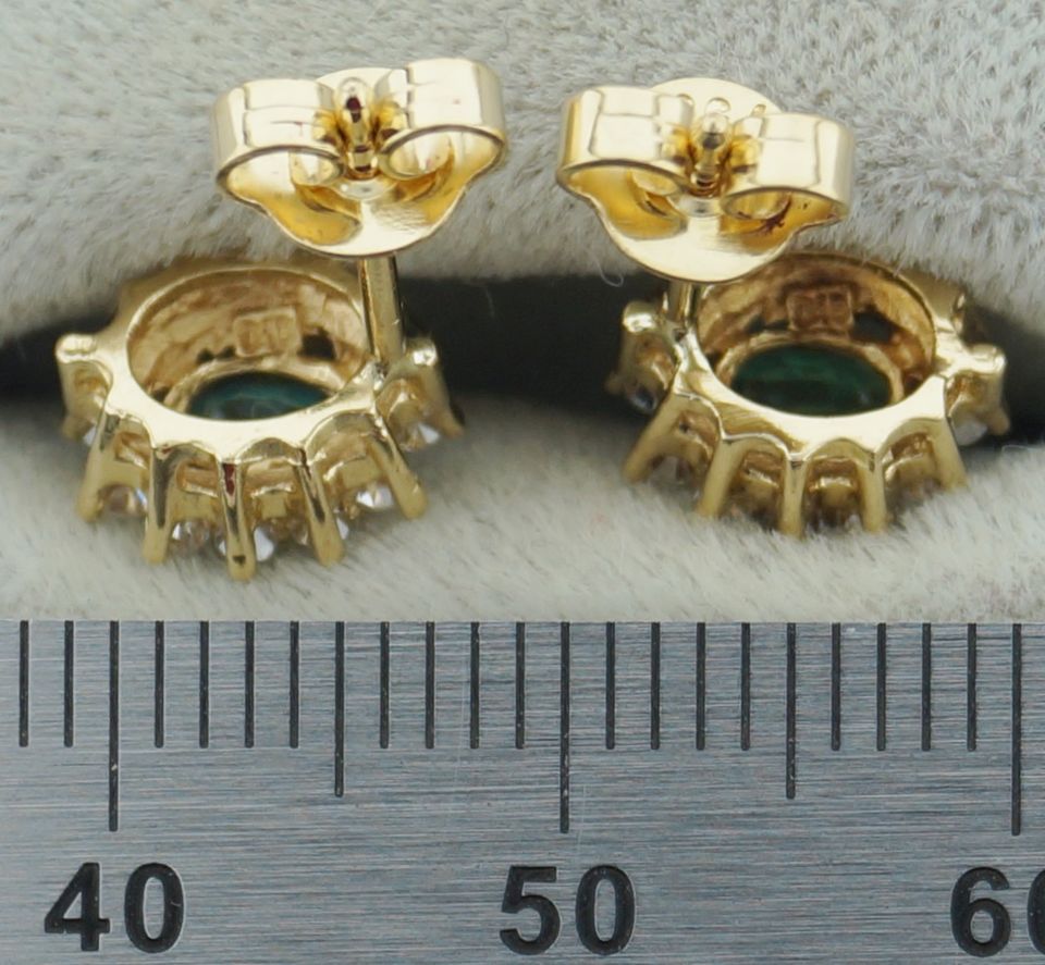 Ohrstecker Gold 750 Diamant Smaragd, Diamantohrstecker in Friedelsheim