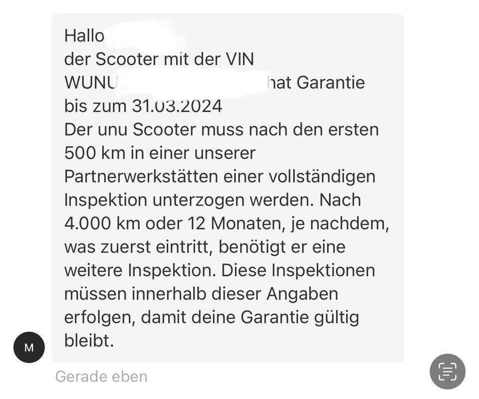 UNU E Roller 4 kW mit Zubehör & neuer Teilkasko 24/25 in Hamburg