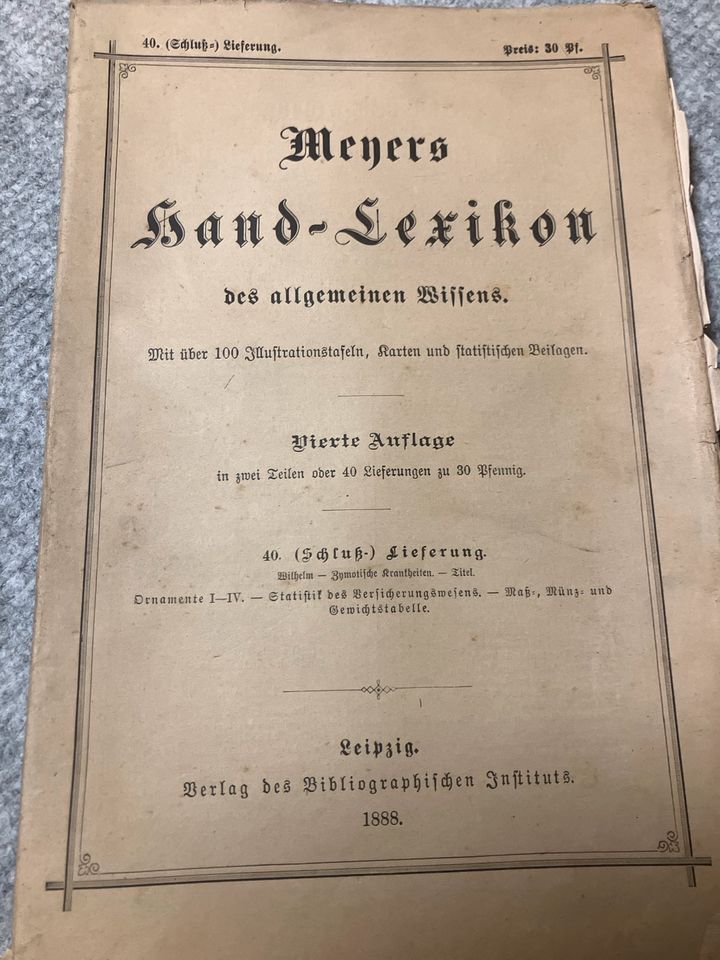 Meyers Hand - Lexikon von 1888 1. bis 40. in Kitzscher