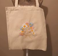 Jutebeutel Vintage Einkaufsbeutel Stofftasche bestickt Blumen Niedersachsen - Burgwedel Vorschau