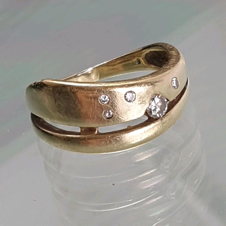 Echter Brillant Goldring ( 585 Gold ) 0,20 Carat / Größe 18 (57) in Recklinghausen