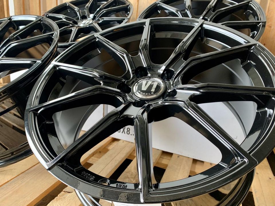 19 Zoll Schwarz für V1 Wheels V1 Felgen Alufelgen 5x112 ET35 Seat Exeo Tarraco Skoda Kodiaq RS Superb 3U 3T Yeti BMW X1 F48 X2 Performance Mini Countryman F60 Ssangyong Korando Tivoli Infinity QX30 in Rodgau