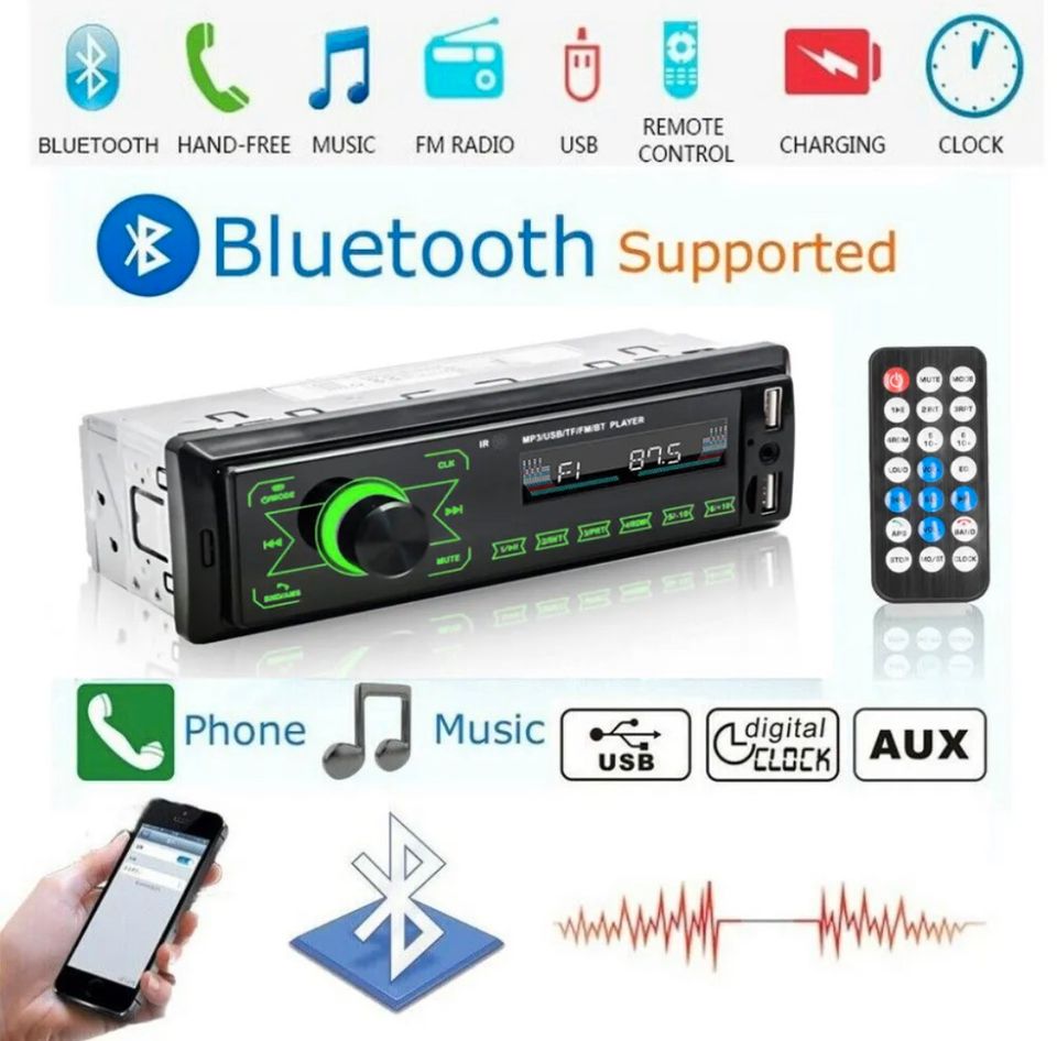 Autoradio Bluetooth Freisprech 2 USB SD AUX FM 7 1Din MP3 in Bebra
