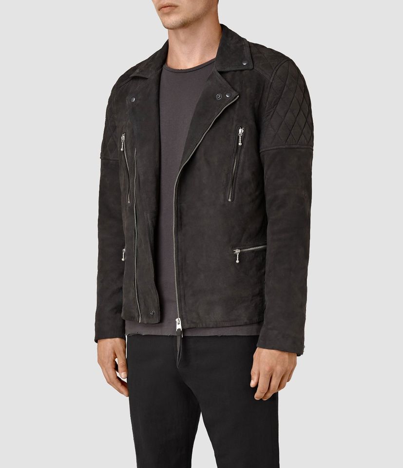 NEU AllSaints LEATHER Wildleder Kenji Biker Jacke Herren Schwarz in Berlin