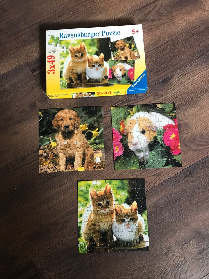 Ravensburger Puzzle Tiere 3x49 Hund Katze Meerschweinchen in Beckdorf
