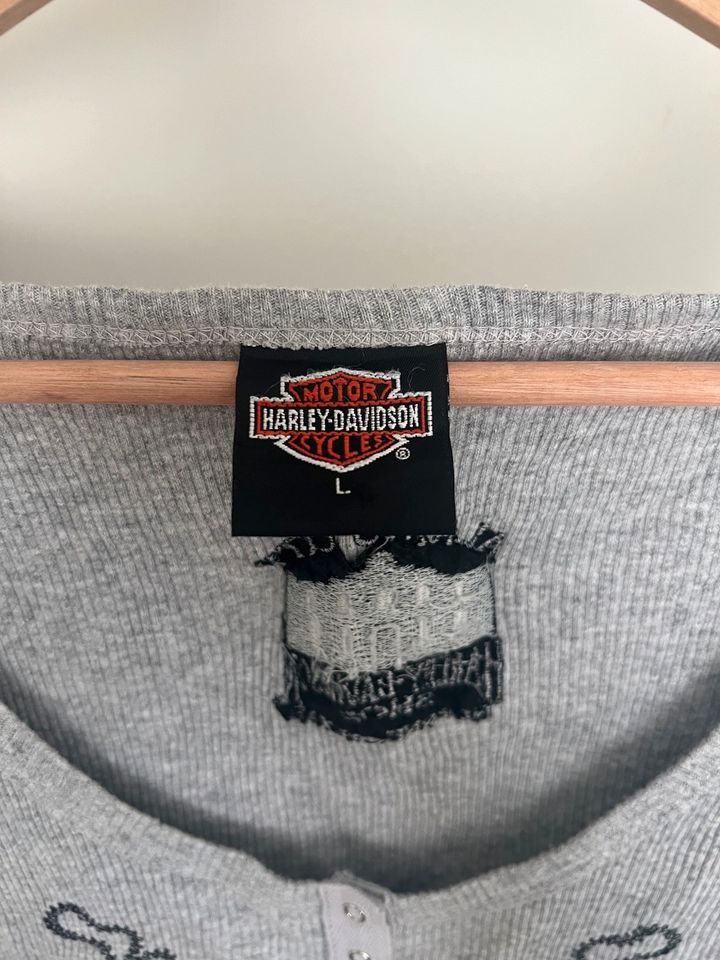 Harley Davidson Shirt Top mit Knöpfe grau Vintage Unisex in Düsseldorf