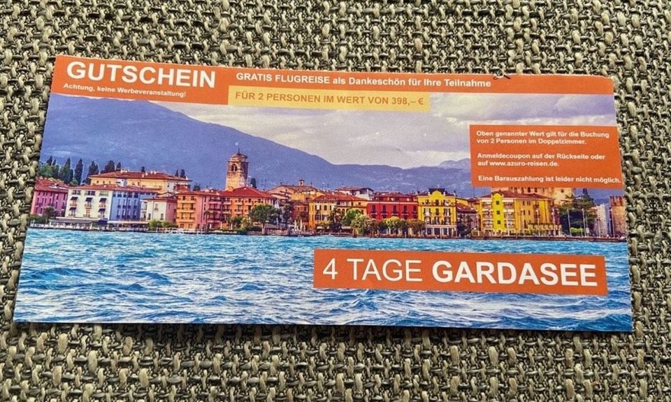 Reisegutschein Urlaubsreise Gardasee in Saarlouis