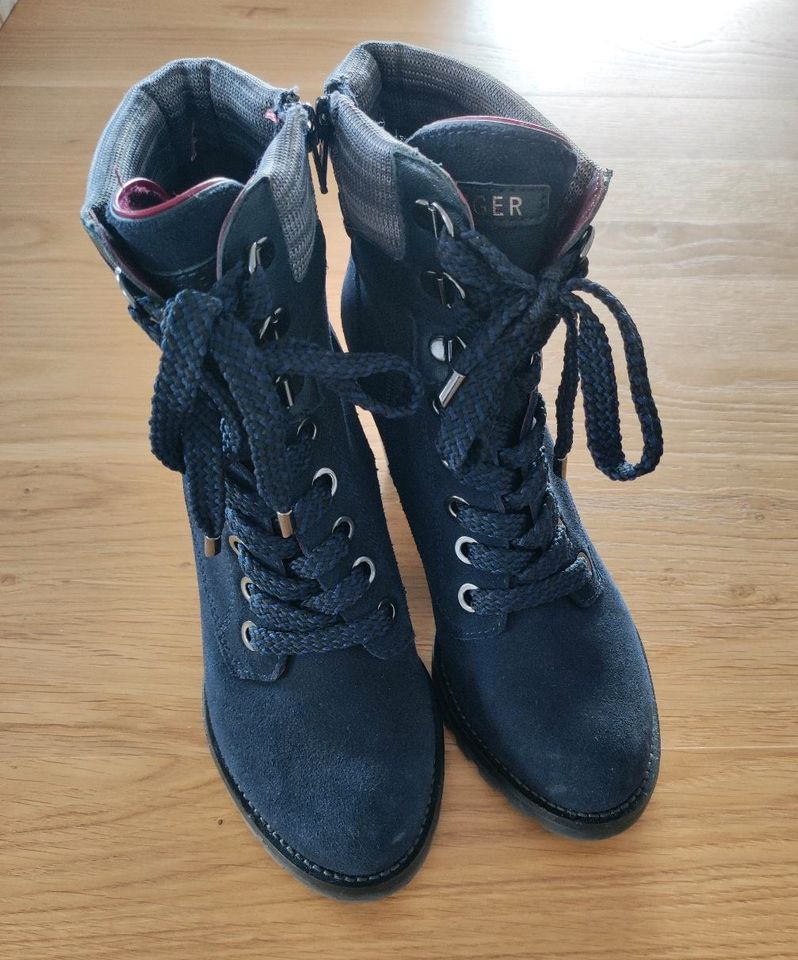 Tommy Hilfiger Stiefelette blau Wildleder Gr 38 in Walderbach