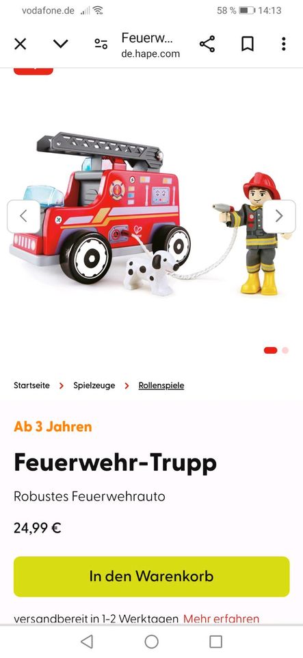 Hape Große Feuerwache + Feuerwehr-Trupp Holz Hubschrauber Zubehör in Buxtehude