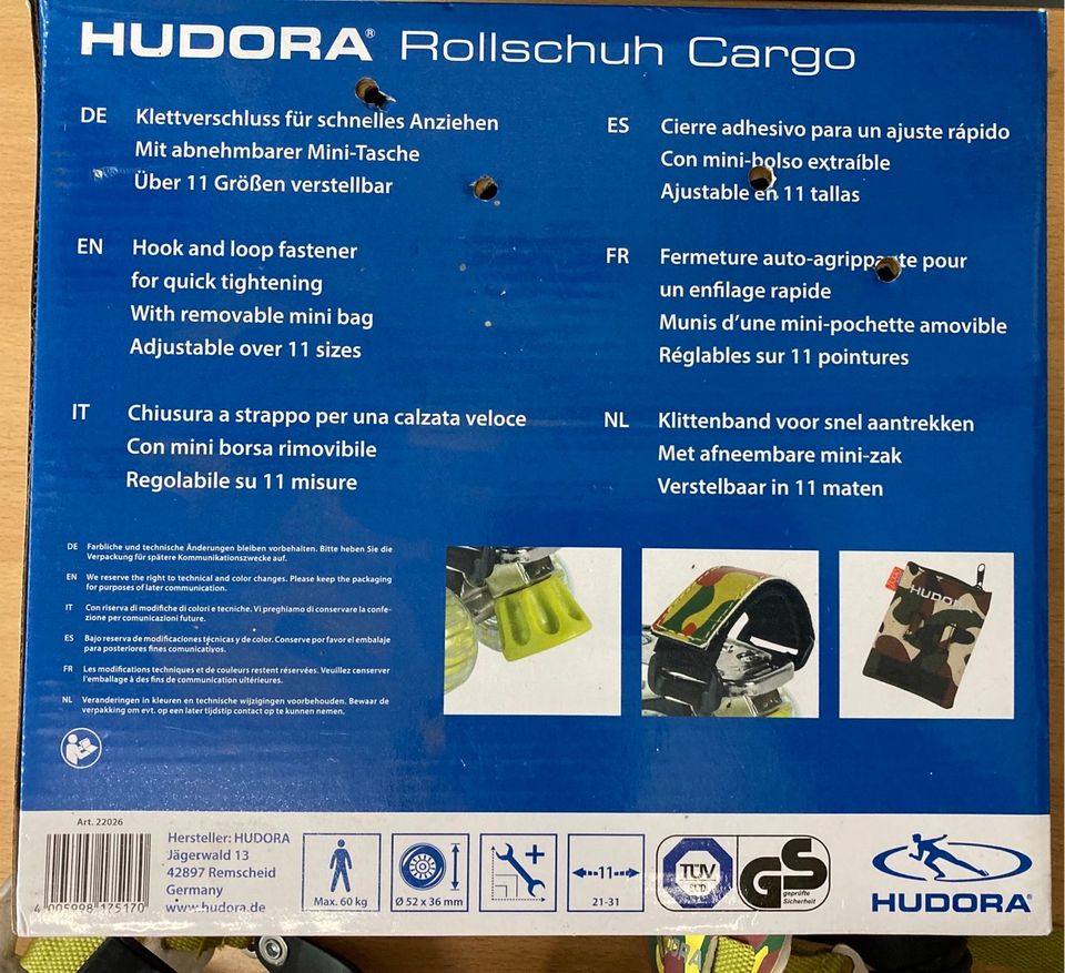 Rollschuhe Cargo Gr.21-31 verstellbar von Hudora in Luso