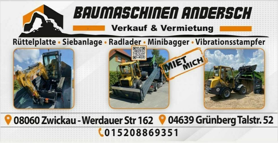 Radlader Baumaschine Mieten, Hoflader, Minibagger in Zwickau