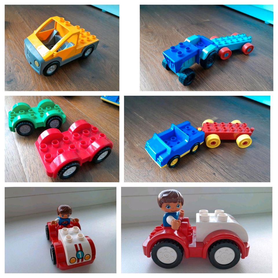 Lego Duplo 7 Fahrzeuge/ Autos mit Anhänger in Hamburg