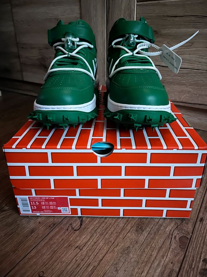Nike Air Force 1 Mid Off-White Pine Green Gr. 45,5 in Wolfen