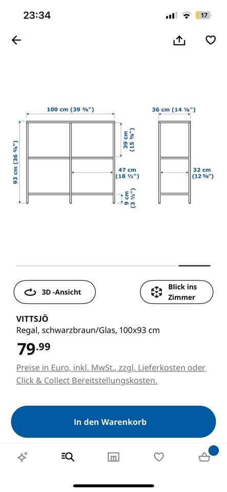 1x vittsjö metal regal in Mülheim (Ruhr)