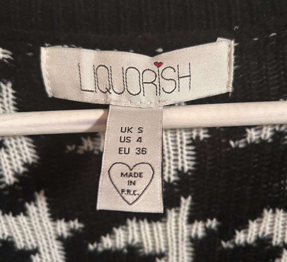 Liquorish lange Strickjacke schwarz/weiß Gr. S in Esslingen