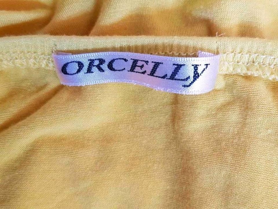 Orcelly Damen Sommer Top Shirt XXS/XS 32/34 gelb gold Pailletten in Jena