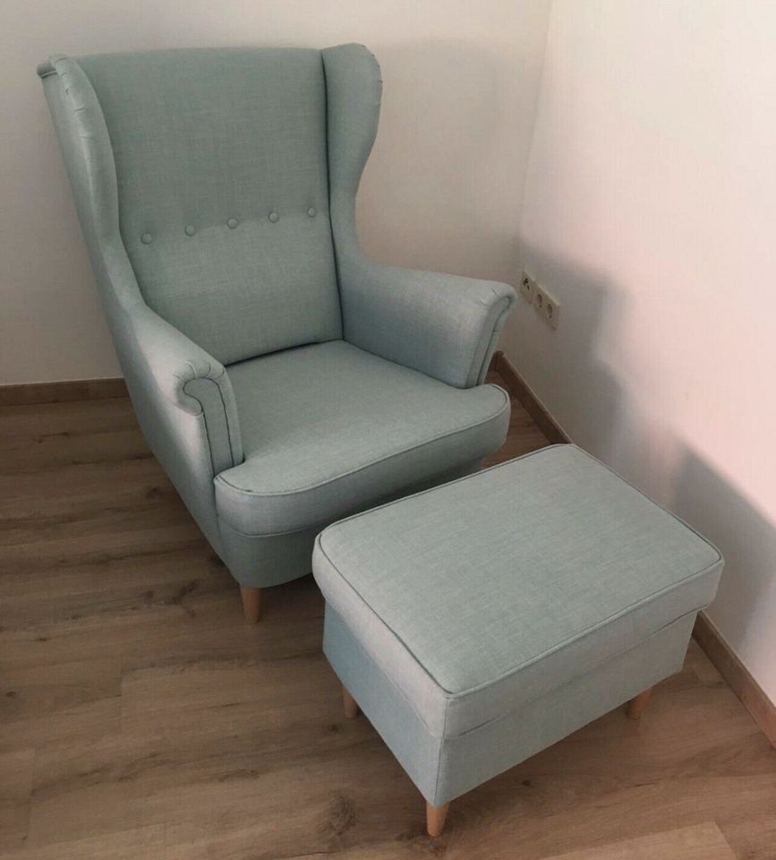 Ikea strandmon Sessel Türkis inkl Hocker Lieferung möglich in Berlin