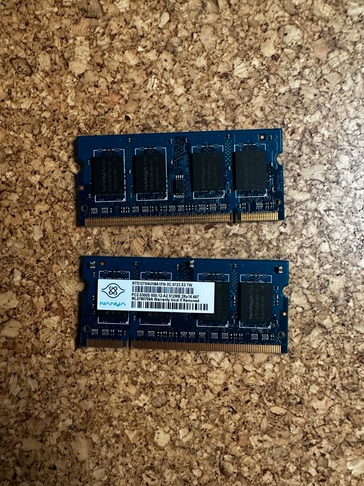 Notebook DDR2 RAM Arbeitsspeicher 2x512MB in Frechen