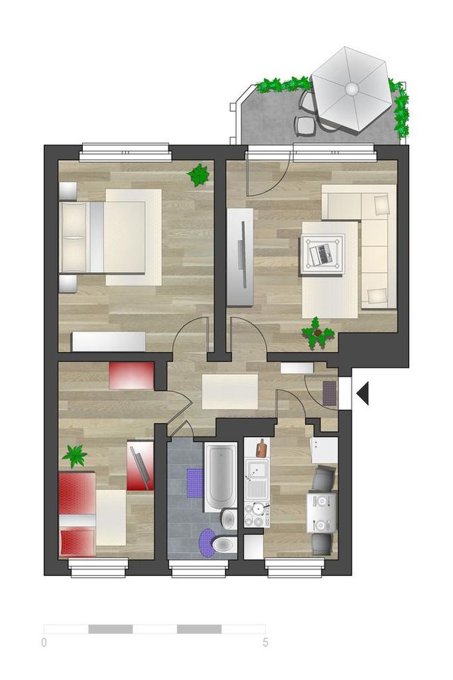 In ruhiger Seitenstraße gelegene 3-Raum-Whg. mit Balkon in Chemnitz