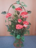 Blumenkorb mit plastik Rosen Strauss groß Dekoration Mitte - Wedding Vorschau
