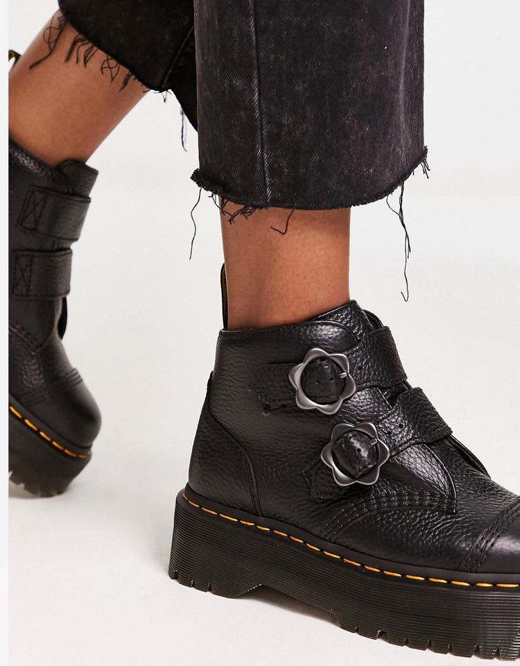 Dr Martens - Devon Flower - Stiefel in Schwarz 38 in Troisdorf