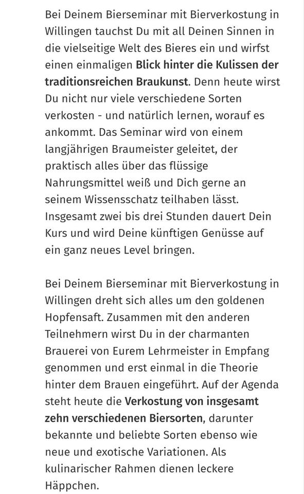 2 Mydays Gutscheine für eine Bierverkostung in Willingen in Beckum