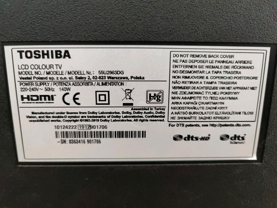 Toshiba Fernseher 55 Zoll Displayschaden in Vechta
