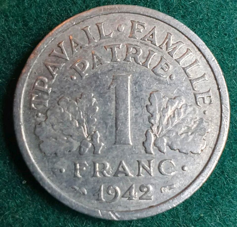 Münze, Frankreich, 1 Franc 1942 in Eggolsheim