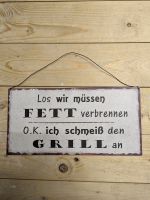 Blechschild "Los wir müssen Fett verbrennen" 20x40cm Schleswig-Holstein - Jübek Vorschau