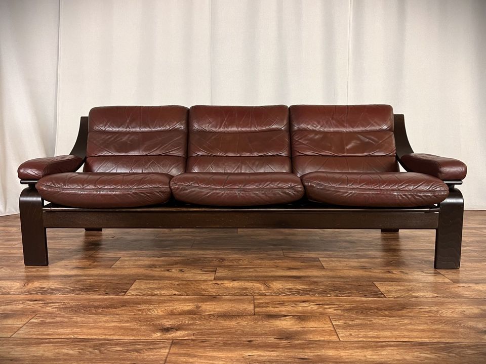 Ledersofa Danish Design Couch Vintage Dreisitzer Sofa in Hüllhorst