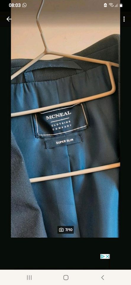 Herren Anzug superslim 44 blau McNeal in Leipzig