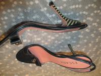 Eskada Sandalen in Dunkelblau, Absatz 9cm, Dunkelblau/Weiß Düsseldorf - Düsseltal Vorschau